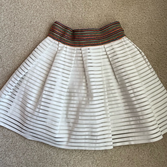 Other - Elegant White Striped Skirt with Colorful Waistband